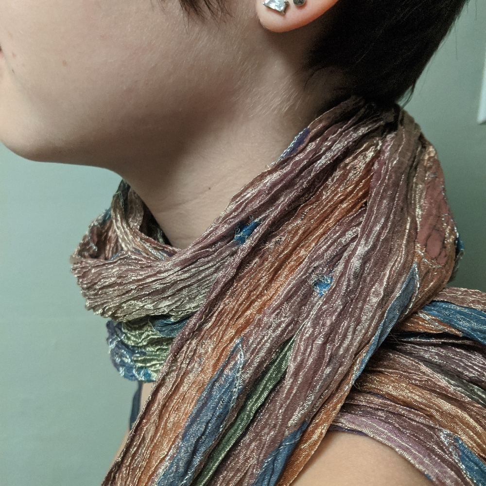 Long unique multicolor metalic scarf 3/$20